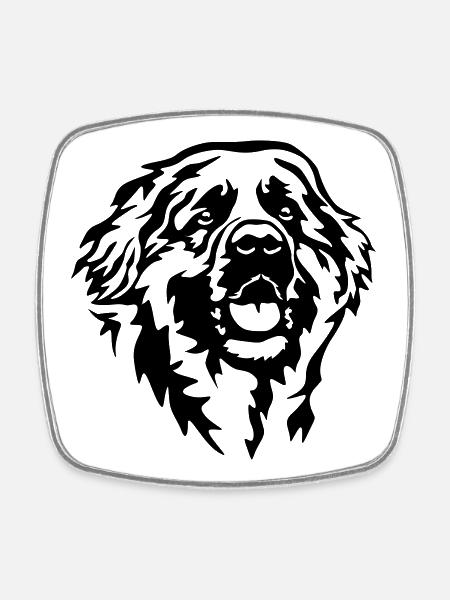 Tête de Leonberger - Magnet carré - blanc