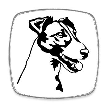 Fox terrier head - Square fridge magnet - white - Front