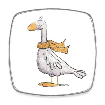 Goose With Scarf I Poultry I Duck I Bird - Square fridge magnet - white - Front