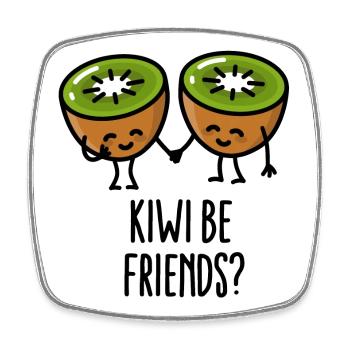 Kiwi be friends BFF Kawaii cute couple love fruit - Square fridge magnet - white - Front