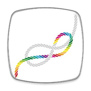 Eight knots or love knots in rainbow colors - Square fridge magnet - white - Front