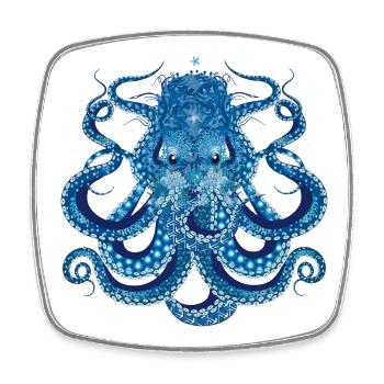 Octopus mit Korallen,Muscheln und Seeanemonen - Viereckiger Kühlschrankmagnet - Weiß - Vorne