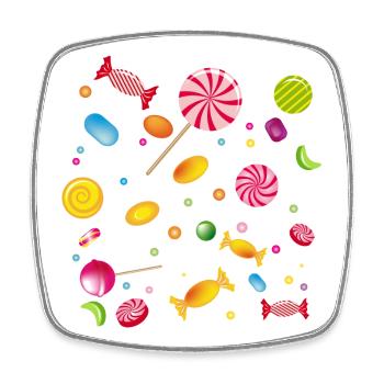 Eine Menge Süßigkeiten,Bonbons,Lollis und Kaugummi - Viereckiger Kühlschrankmagnet - Weiß - Vorne