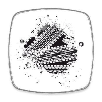muddy car tire tread brake track in the mud - Square fridge magnet - white - Front