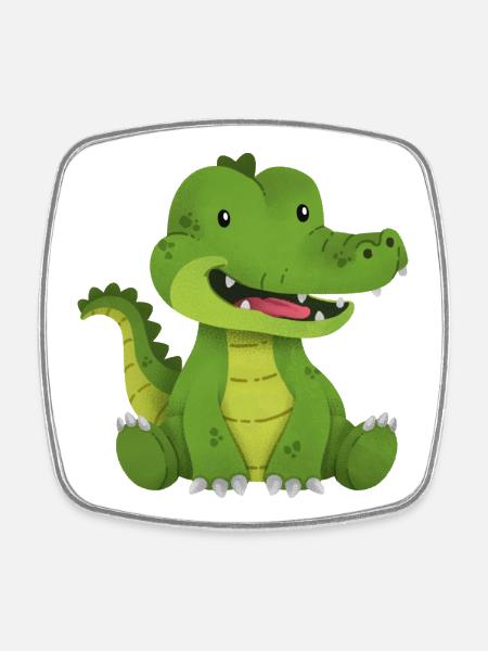 crocodile - Magnet carré - blanc