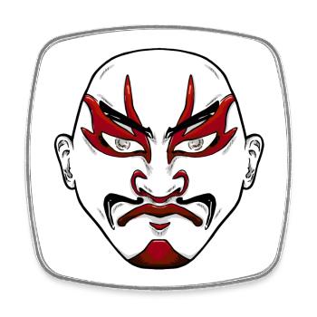 Japanischer Kabuki Gesicht - Viereckiger Kühlschrankmagnet - Weiß - Vorne