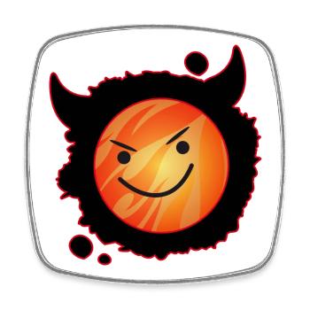 cute devil in flames and glowing face - Square fridge magnet - white - Front