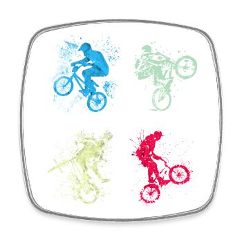 BMX / Bmx / bmx / idée cadeau / anniversaire - Magnet carré - blanc - Devant