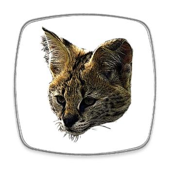 Toile Serval, grands félins, motifs animaliers - Magnet carré - blanc - Devant