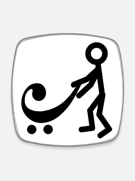 Bass player with a new baby - Square fridge magnet - white