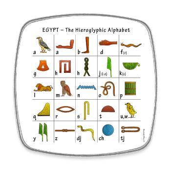 Alphabet égyptien - Magnet carré - blanc - Devant