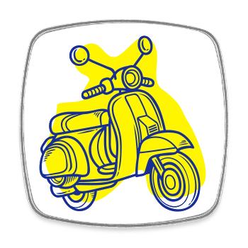 Retro Motorrad in bunten Farben - Viereckiger Kühlschrankmagnet - Weiß - Vorne