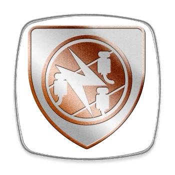 Electrician coat of arms shield in 3D - Square fridge magnet - white - Front