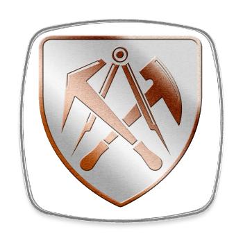 Dachdecker Wappen Schild in 3D - Viereckiger Kühlschrankmagnet - Weiß - Vorne