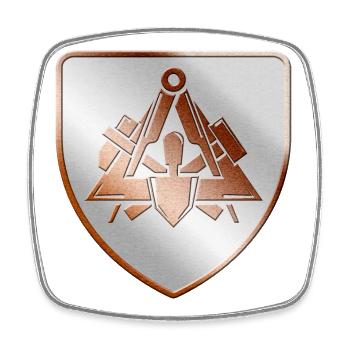 Maurer Wappen Schild in 3D - Viereckiger Kühlschrankmagnet - Weiß - Vorne