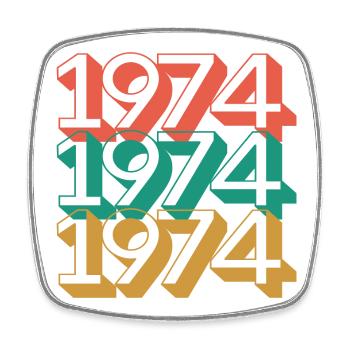 Motif rétro de blocs de couleurs 1974 - Magnet carré - blanc - Devant
