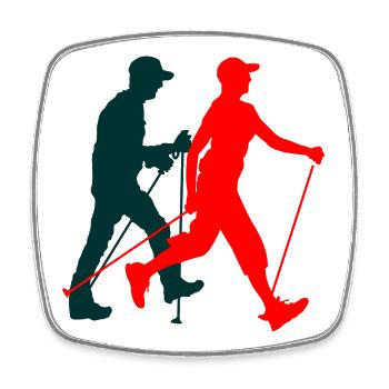 Nordicwalking Walker Silhouette bunte Figuren - Viereckiger Kühlschrankmagnet - Weiß - Vorne