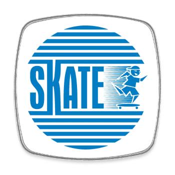 Kreisförmiges Retro-Blau-Schlittschuhlaufen - Viereckiger Kühlschrankmagnet - Weiß - Vorne