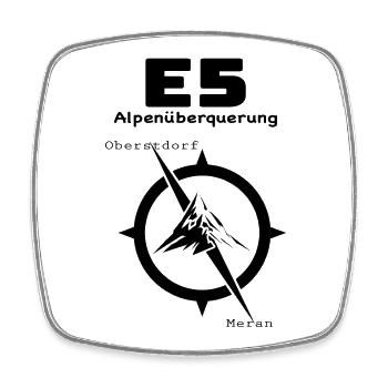 E5 Traversée des Alpes - Magnet carré - blanc - Devant