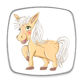 magical cute pony radiant and laughing - Square fridge magnet - white - Front