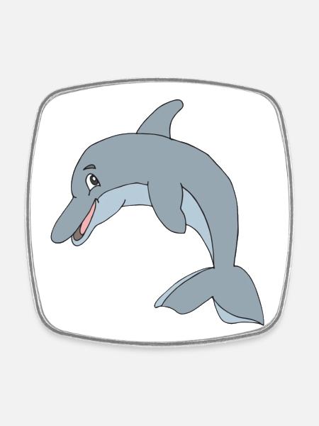 dolphin - Square fridge magnet - white