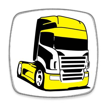 Gelber Lkw Pop-Art - Viereckiger Kühlschrankmagnet - Weiß - Vorne