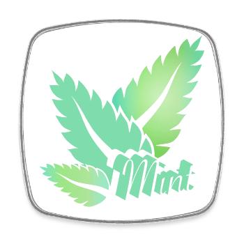 stilisierte grüne Minze Blätter mit Typografie - Viereckiger Kühlschrankmagnet - Weiß - Vorne