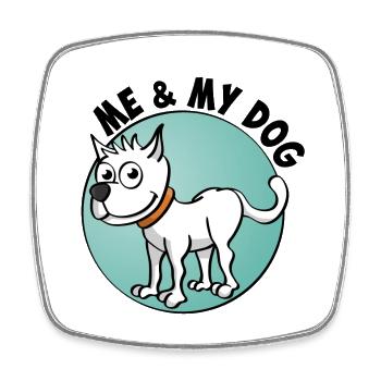 Ich und mein Hund. Fröhliche Zeichnung eines Hundes - Viereckiger Kühlschrankmagnet - Weiß - Vorne
