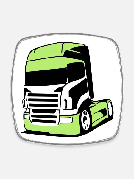 Striking V8 truck - Square fridge magnet - white