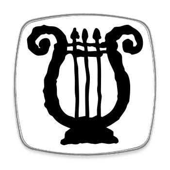lyre, lyre, lute | Vectorgraphic = Change Color ! - Square fridge magnet - white - Front