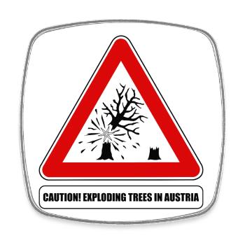arbres qui explosent,  exploding trees Austria - Magnet carré - blanc - Devant