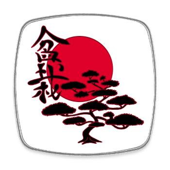 Arbre bonsaï japonais - Magnet carré - blanc - Devant