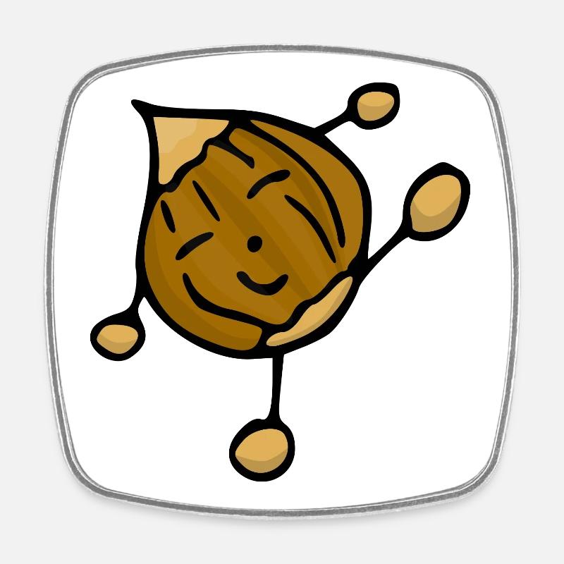 Nut hazelnut funny cool positive food - Square fridge magnet - white