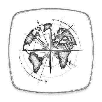 World Map - Square fridge magnet - white - Front