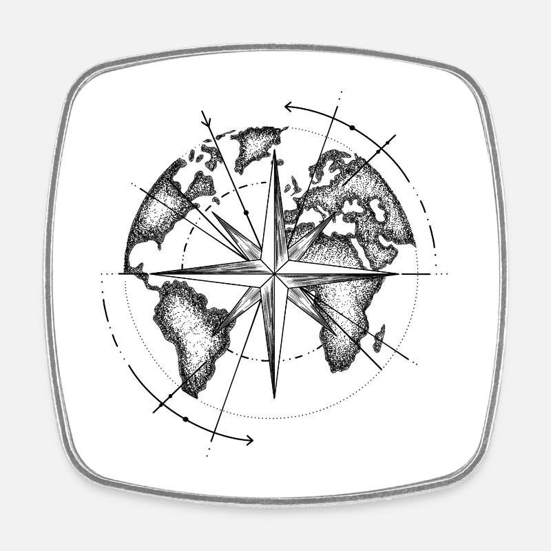 Map monde  - Magnet carré - blanc