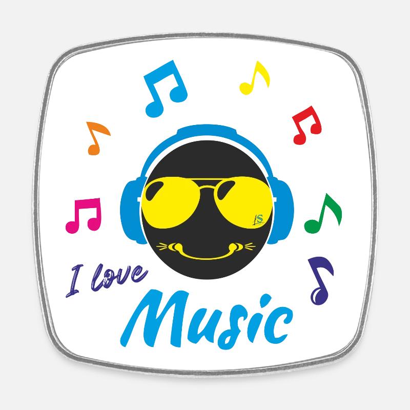 I love Music - Square fridge magnet - white