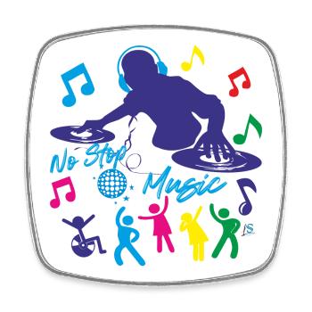 Deejay - Kein Stopp Musik - Viereckiger Kühlschrankmagnet - Weiß - Vorne