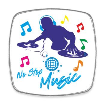 No Stop Musik - Viereckiger Kühlschrankmagnet - Weiß - Vorne