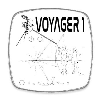 Black Voyager 1 space probe - Square fridge magnet - white - Front