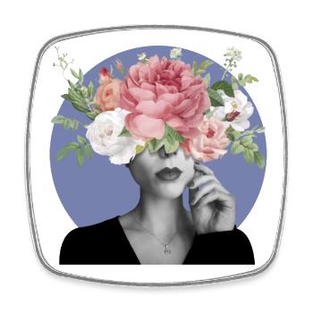 Flowery Head - Square fridge magnet - white - Front