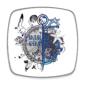 Boussole d’ancre nautique de nuit - Magnet carré - blanc - Devant