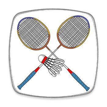 Badminton racket and shuttle - Square fridge magnet - white - Front