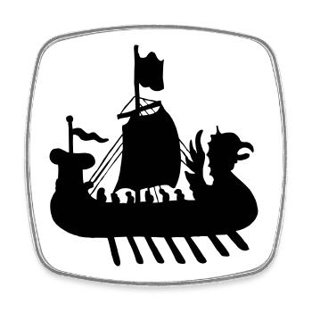 Image d’ombre de bateau viking - Magnet carré - blanc - Devant