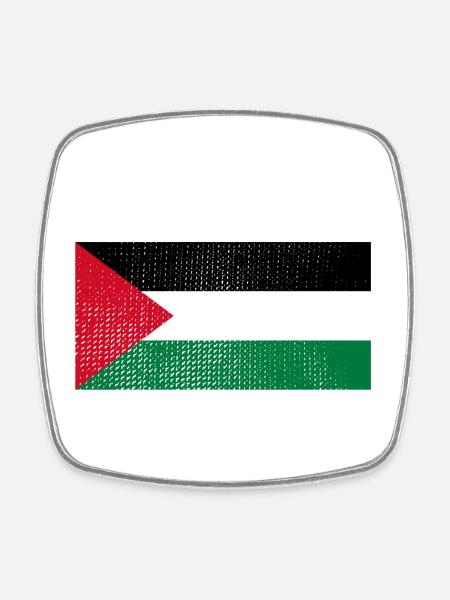 Drapeau de Palestine libre - Magnet carré - blanc