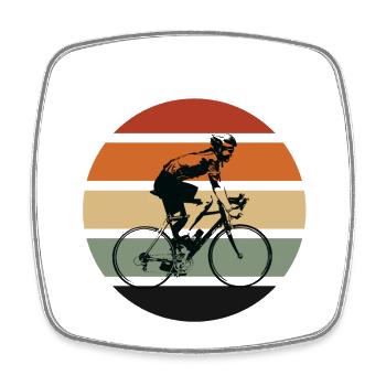 Vélo de route rétro - Magnet carré - blanc - Devant