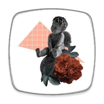 Cherub Rose Ästhetik - Viereckiger Kühlschrankmagnet - Weiß - Vorne