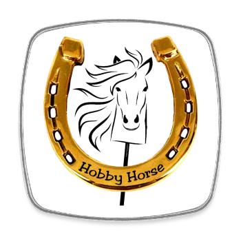 Hobby Horse Horseshoe noir - Magnet carré - blanc - Devant