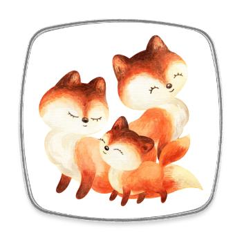 Peinture à l’aquarelle de la famille Red Fox - Magnet carré - blanc - Devant