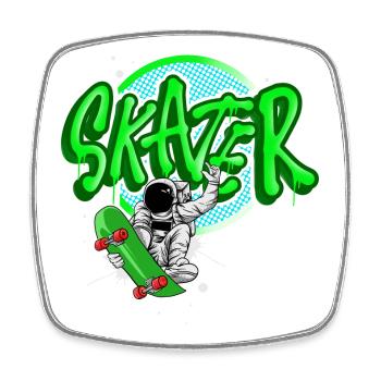 Skater - Viereckiger Kühlschrankmagnet - Weiß - Vorne