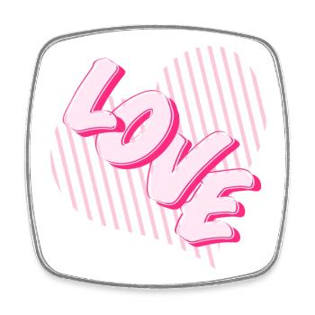 Liebe Neon-Pink Herzschrift - Viereckiger Kühlschrankmagnet - Weiß - Vorne